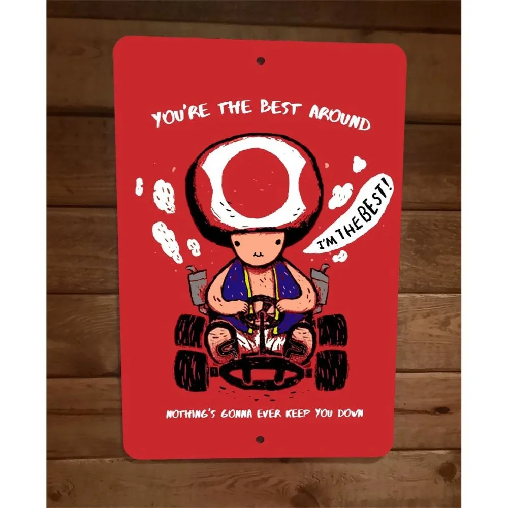 Youre the Best Around Toad Mario Kart Video Game 8x12 Metal Wall Sign Poster‎